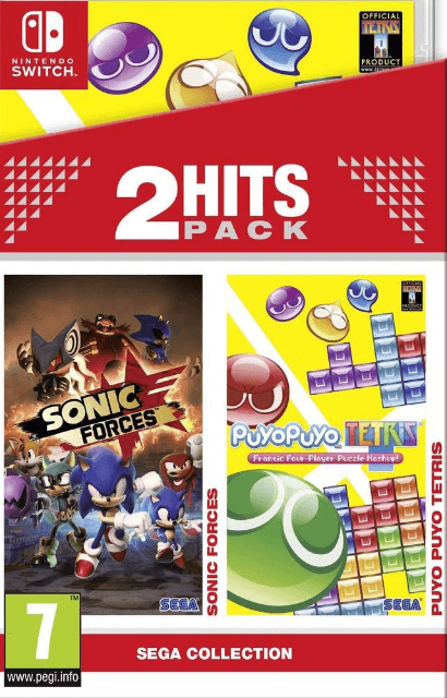 2 Hits Pack: Sonic Forces & Puyo Puyo Tetris box art for Nintendo Switch